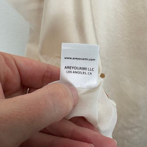 ARE YOU AM I Zillah Satin Ivory Perfect Slip Dress Medium - Picture 3 of 7